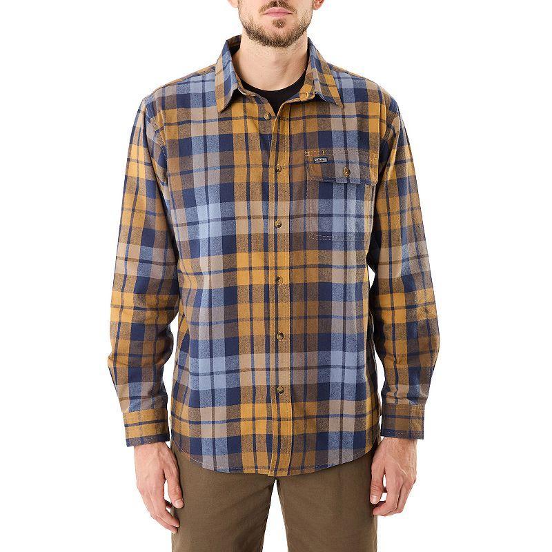 Mens Smiths Workwear Regular-Fit Plaid Two-Pocket Flannel Button-Down Shirt Grey Red Product Image