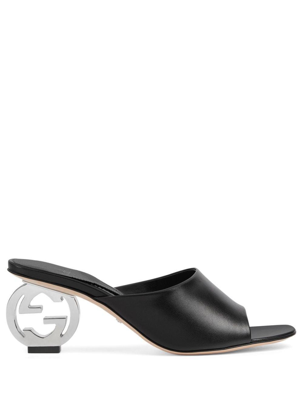 Interlocking G Leather Mules In Black Product Image