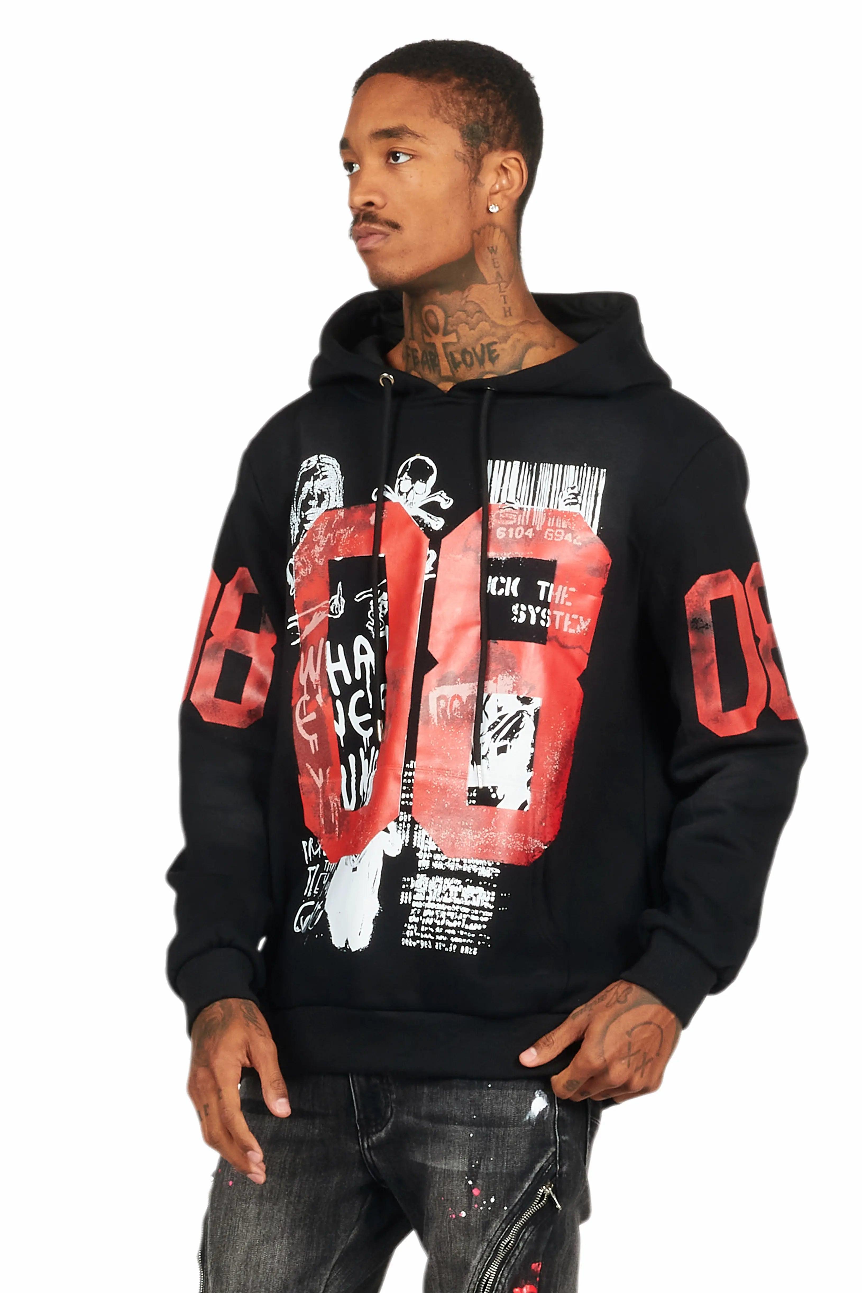 Grill Black Graphic Hoodie Male Product Image