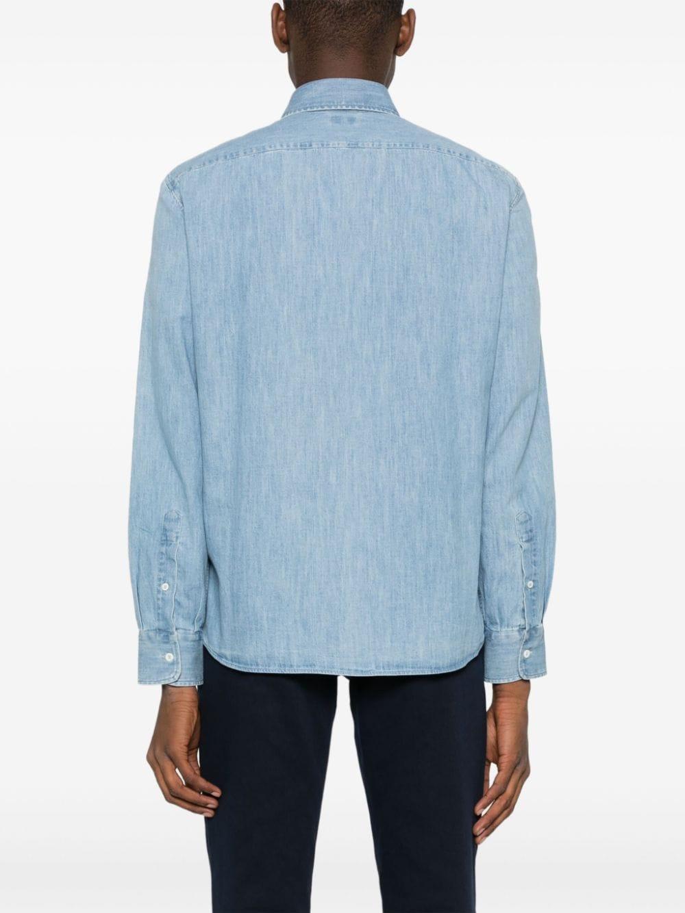 BRUNELLO CUCINELLI Spread-collar Denim Shirt In Blau Product Image