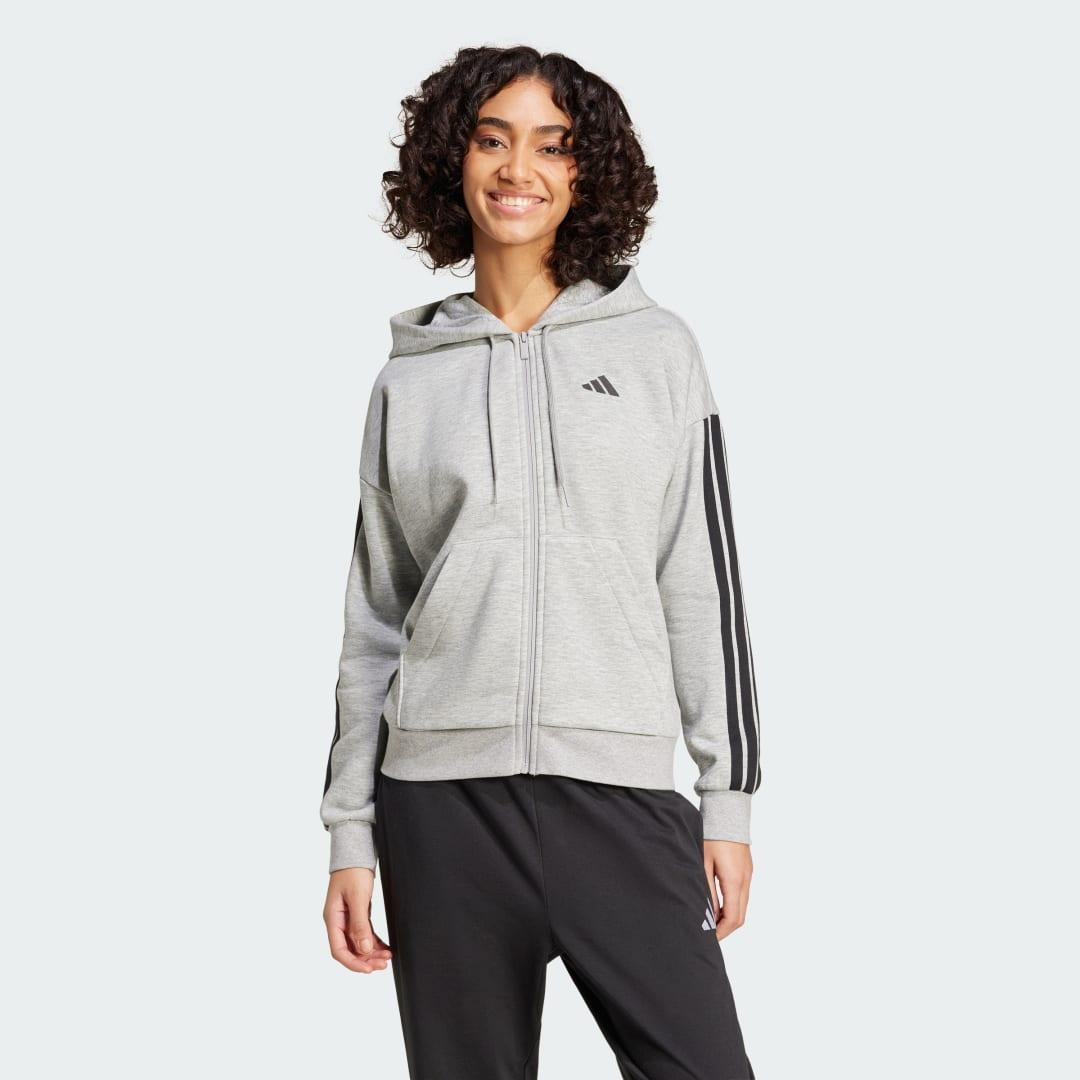 Essentials 3-Stripes Full-Zip Fleece Hoodie Product Image