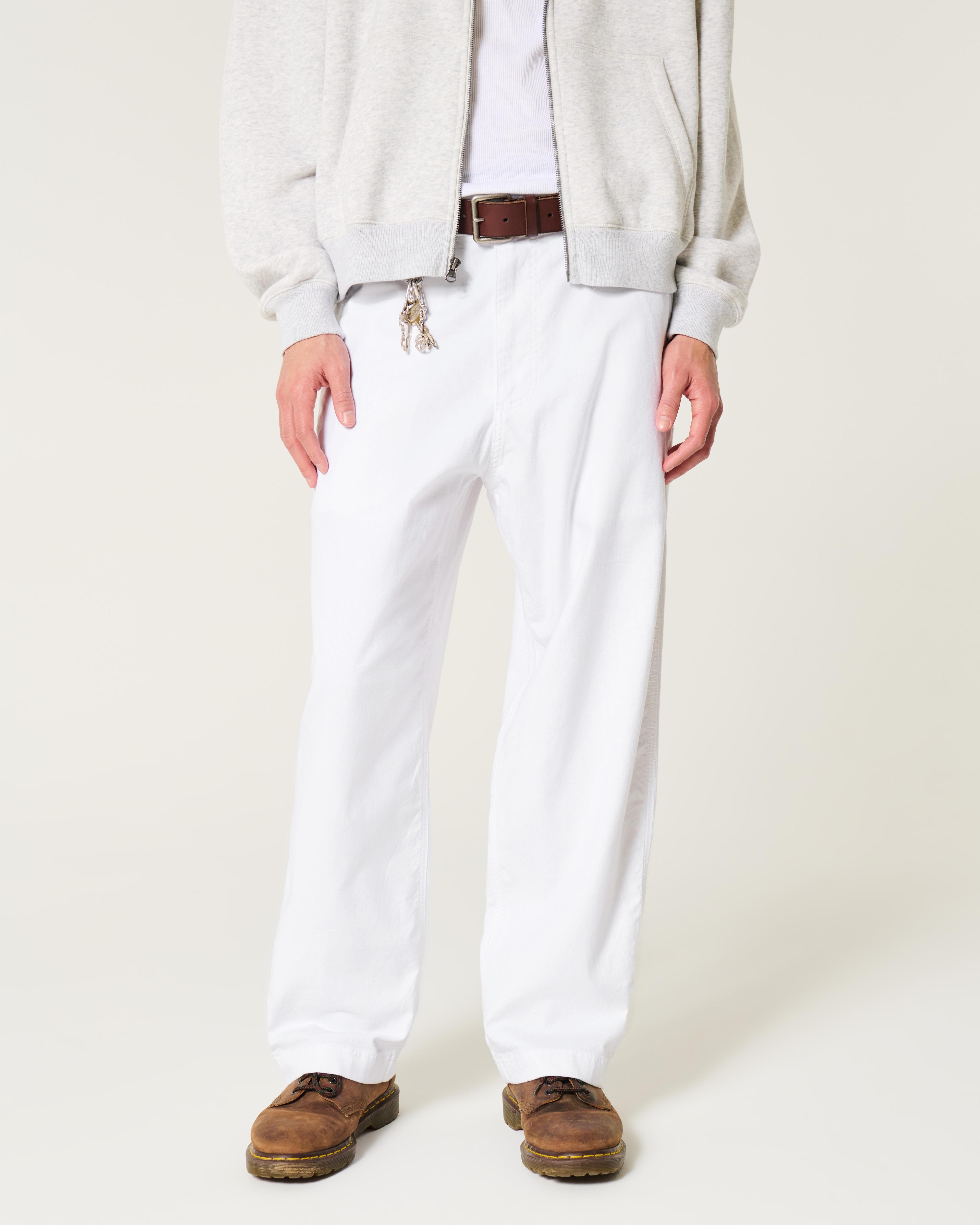 Linen-Blend Flex-Waist Baggy Pants Product Image