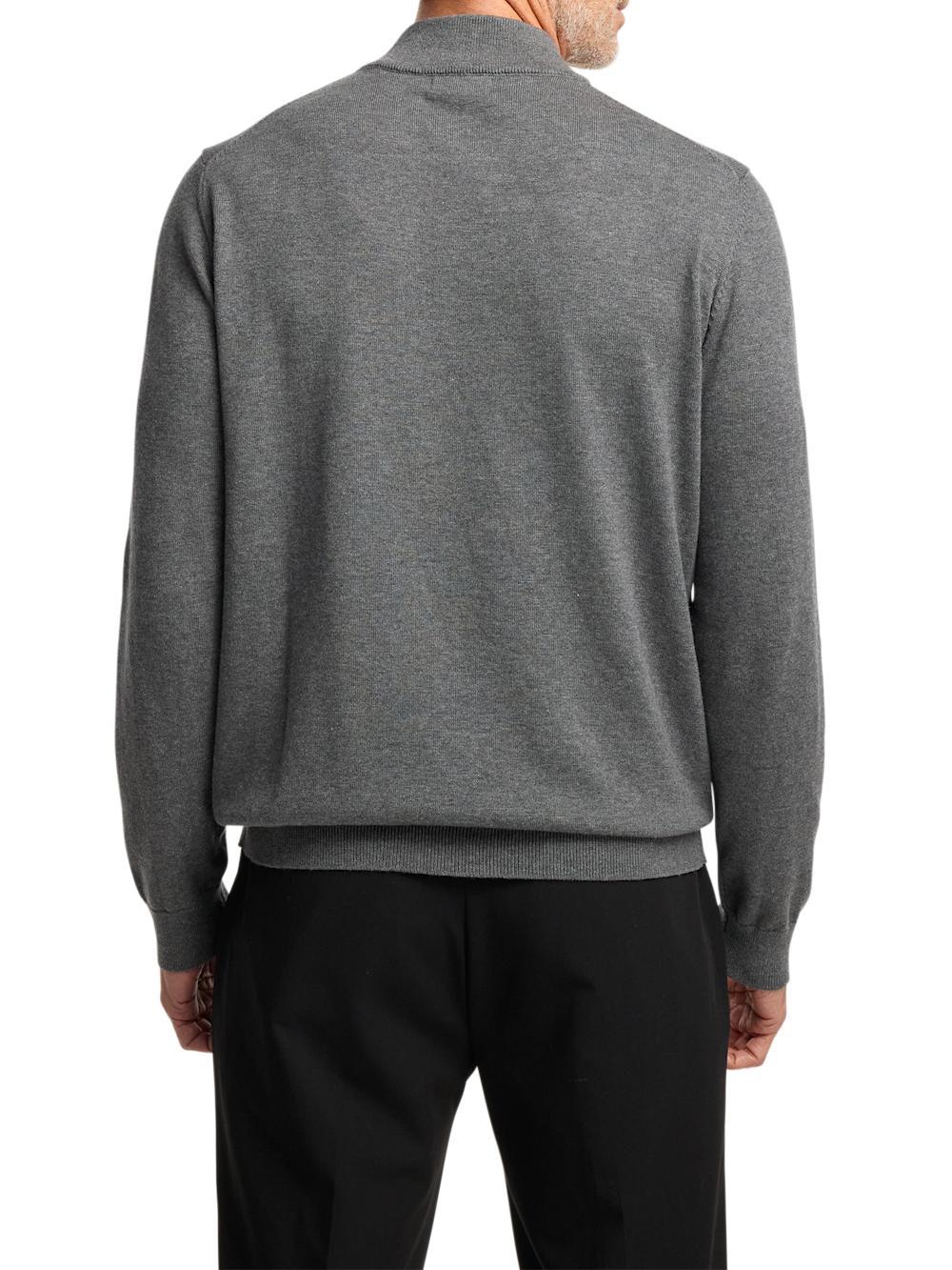 Supima Cotton Four Button Mock Neck Sweater - Medium Grey Product Image