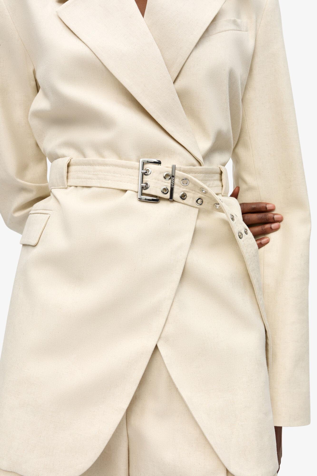 Ivory Cotton Melange Tailoring Blazer Product Image