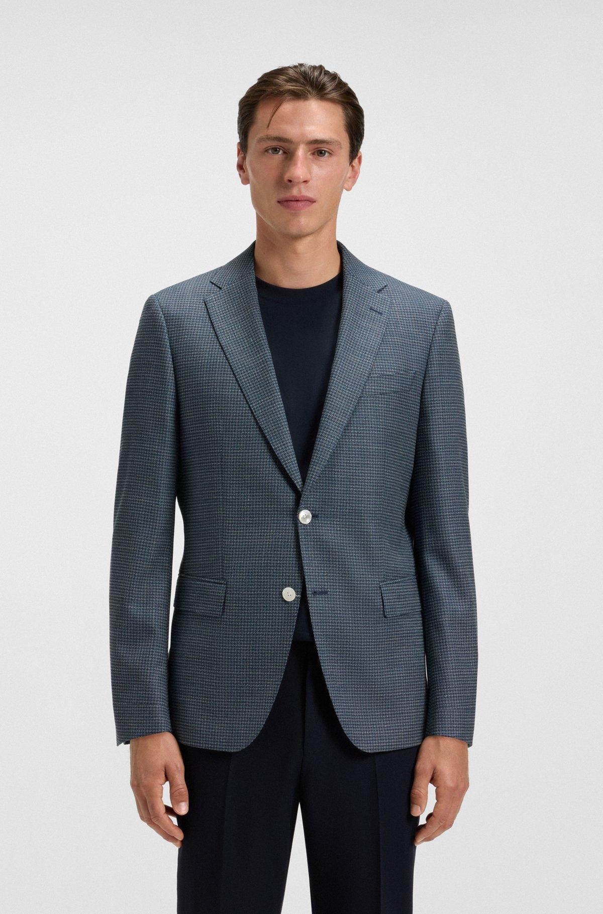 Patterned wool suit jacket with crease resistance Product Image