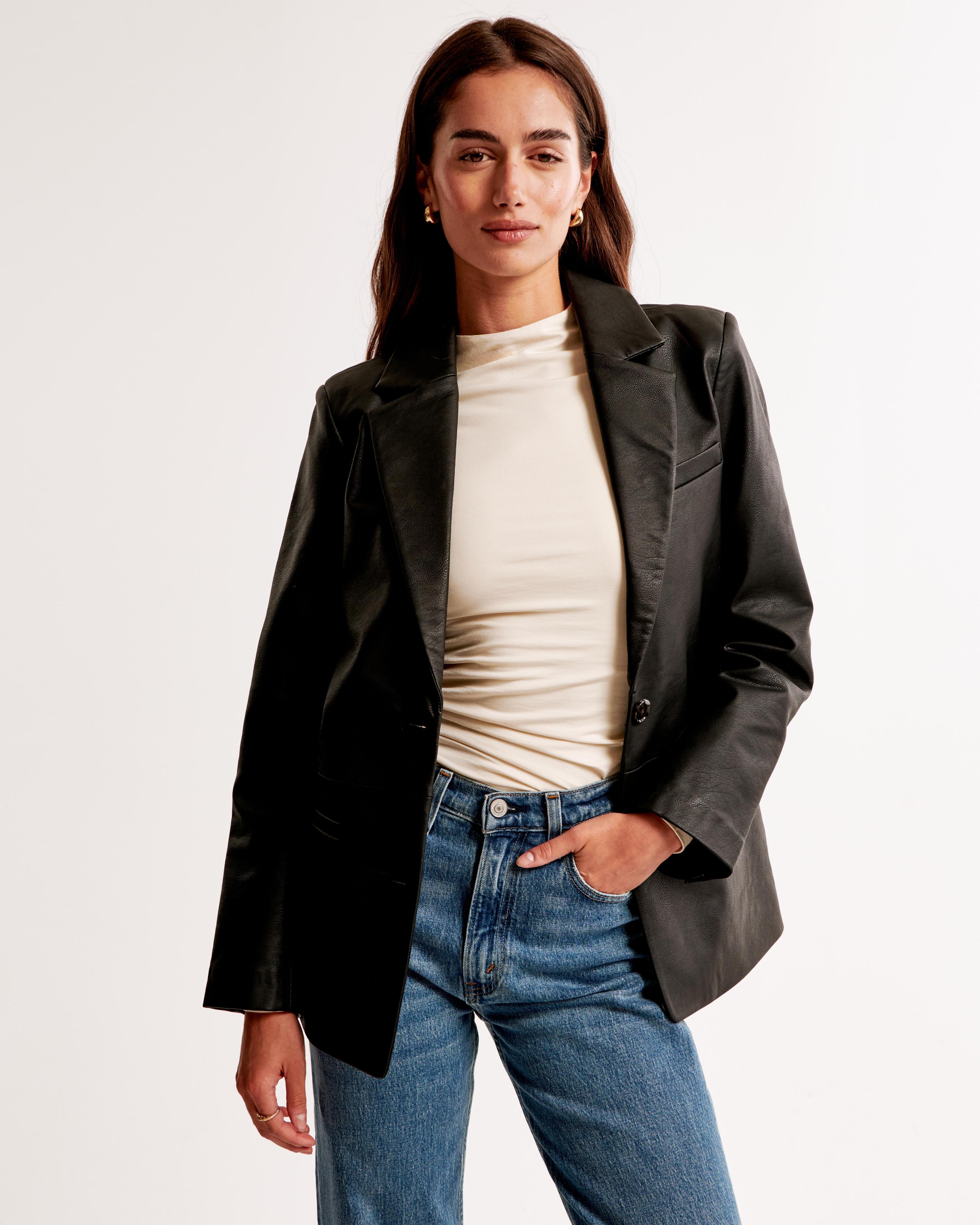 Vegan Leather Blazer Product Image