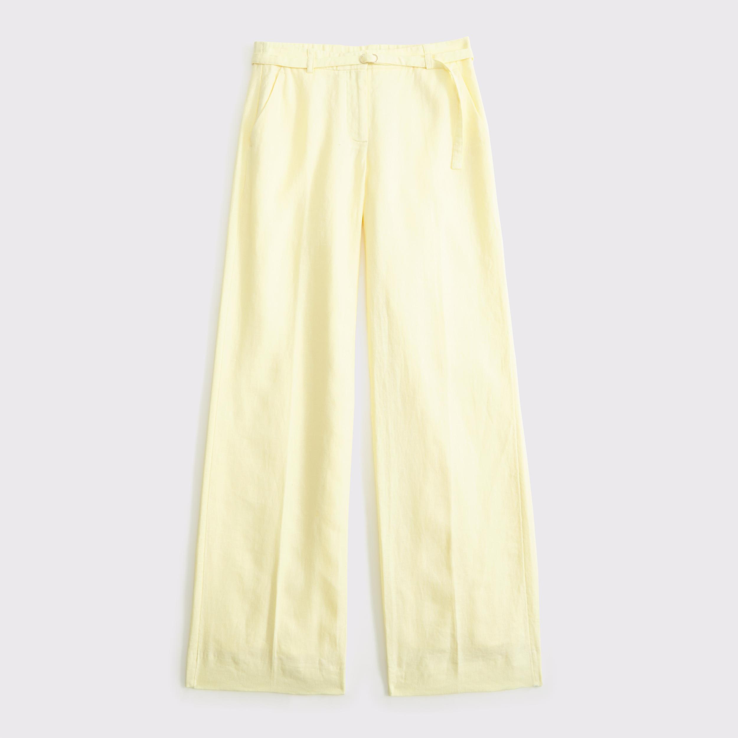 Premium Linen Belted Wide Leg Pant Product Image