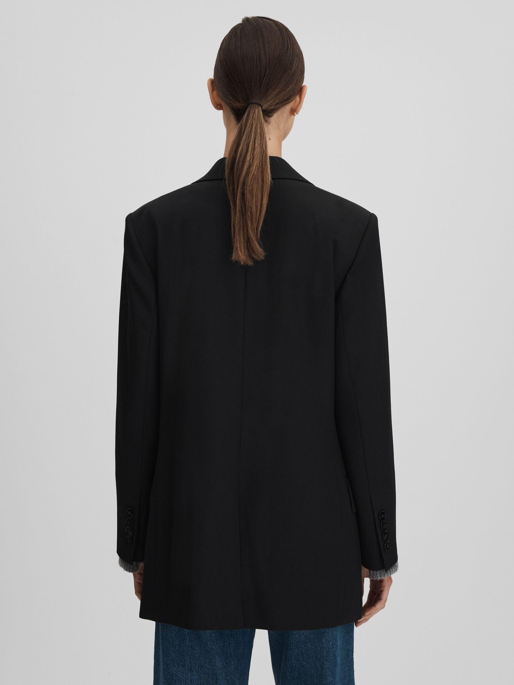 Oversized Wool Blend Single Breasted Blazer in Black Product Image