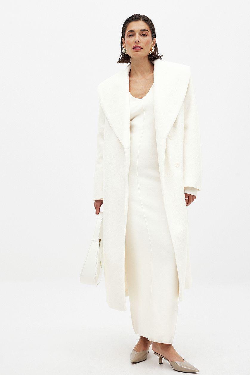 Wool Blend Wide Collar Maxi Coat Product Image