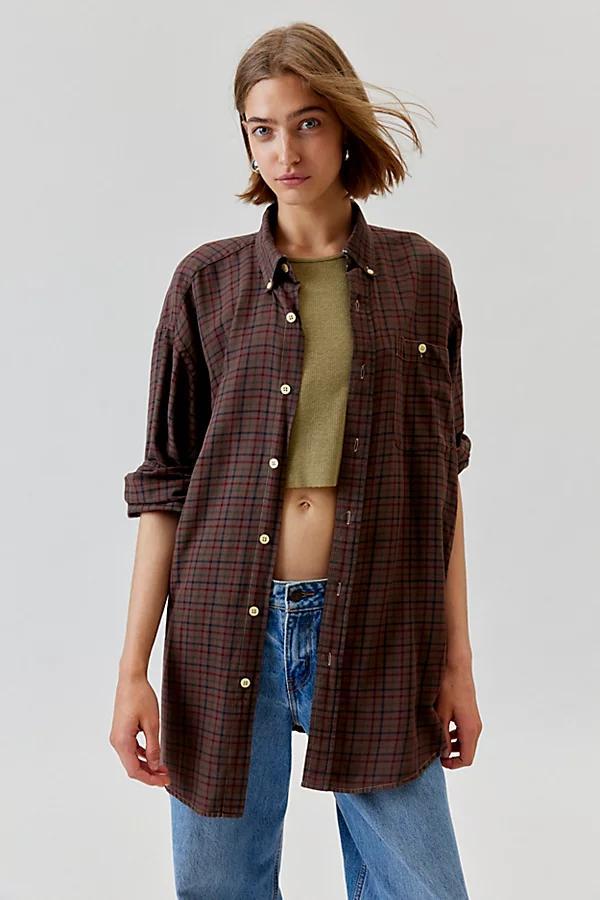 Urban Renewal Remade Overdyed Flannel Shirt Womens at Urban Outfitters Product Image