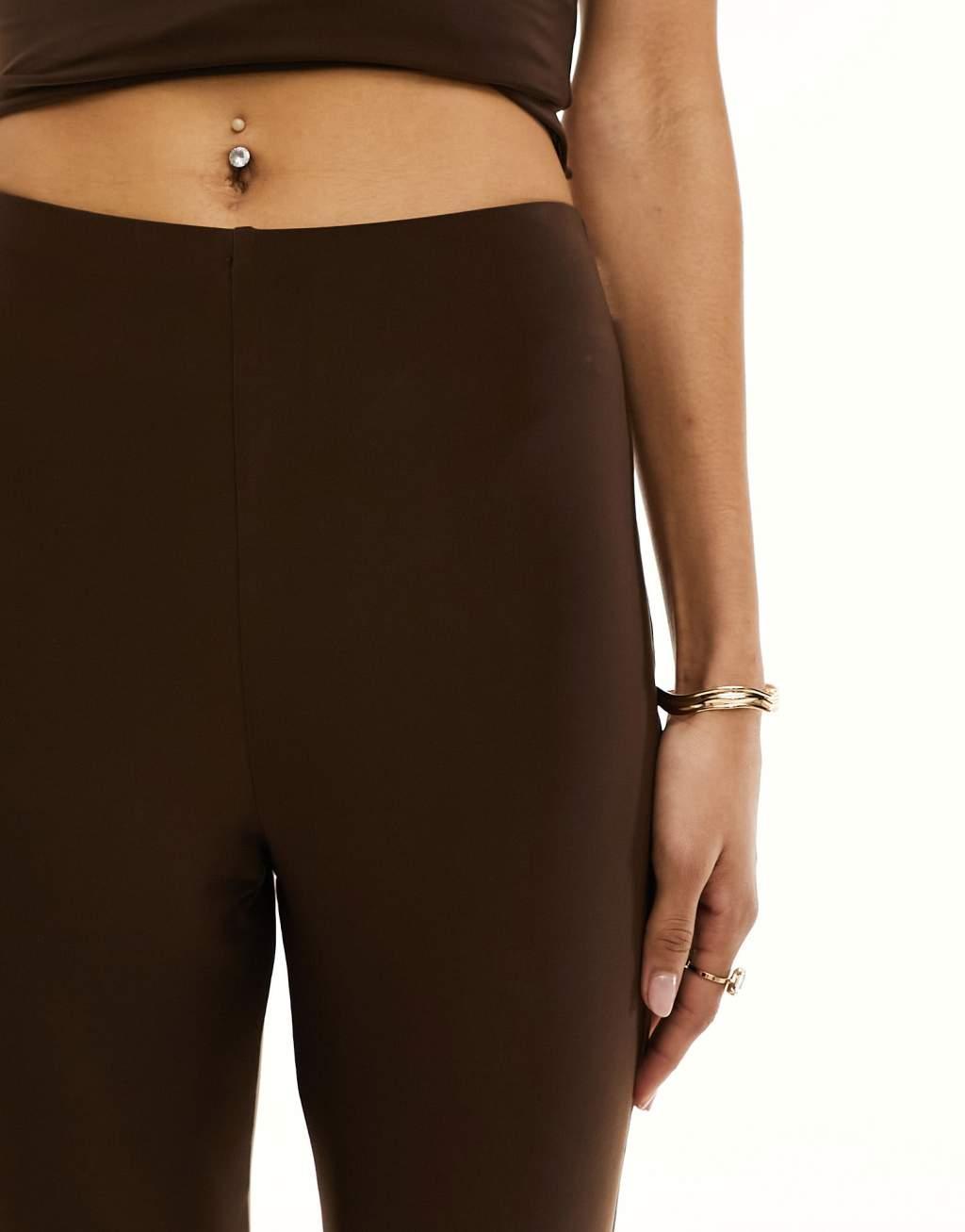 Kaiia flared pants in chocolate - part of a set Product Image