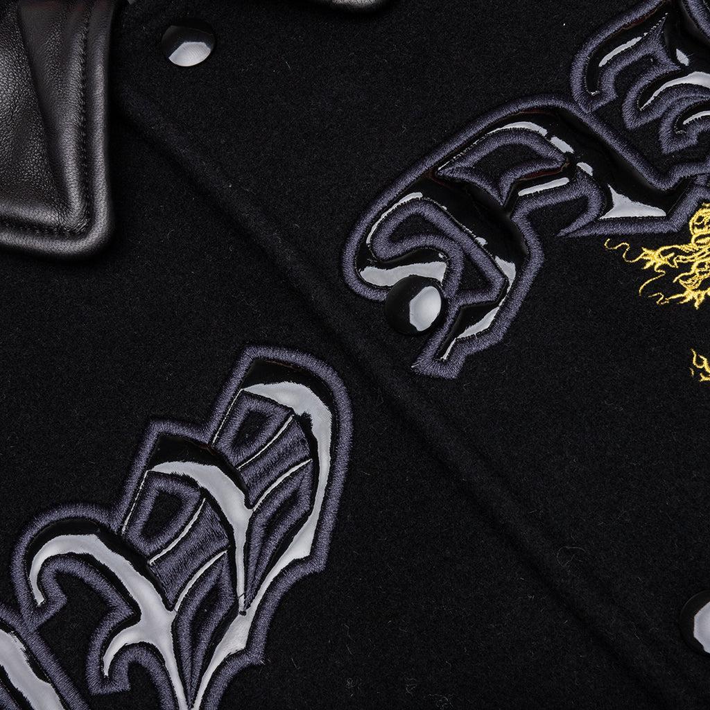 Dragon Embroidered Varsity Jacket - Black Male Product Image