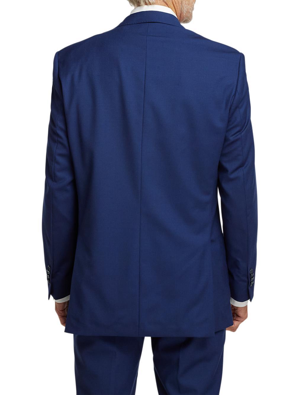 Wool Stretch Bengaline Peak Lapel Suit Jacket - Blue Product Image