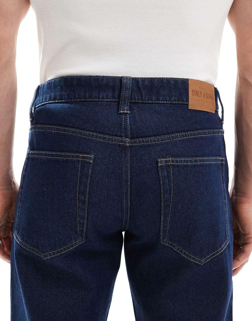 ONLY & SONS straight fit jeans in indigo Product Image