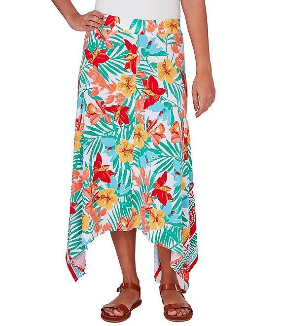 Ruby Rd. Crepe Knit Tropical Geo Print Pull-On Skirt Product Image