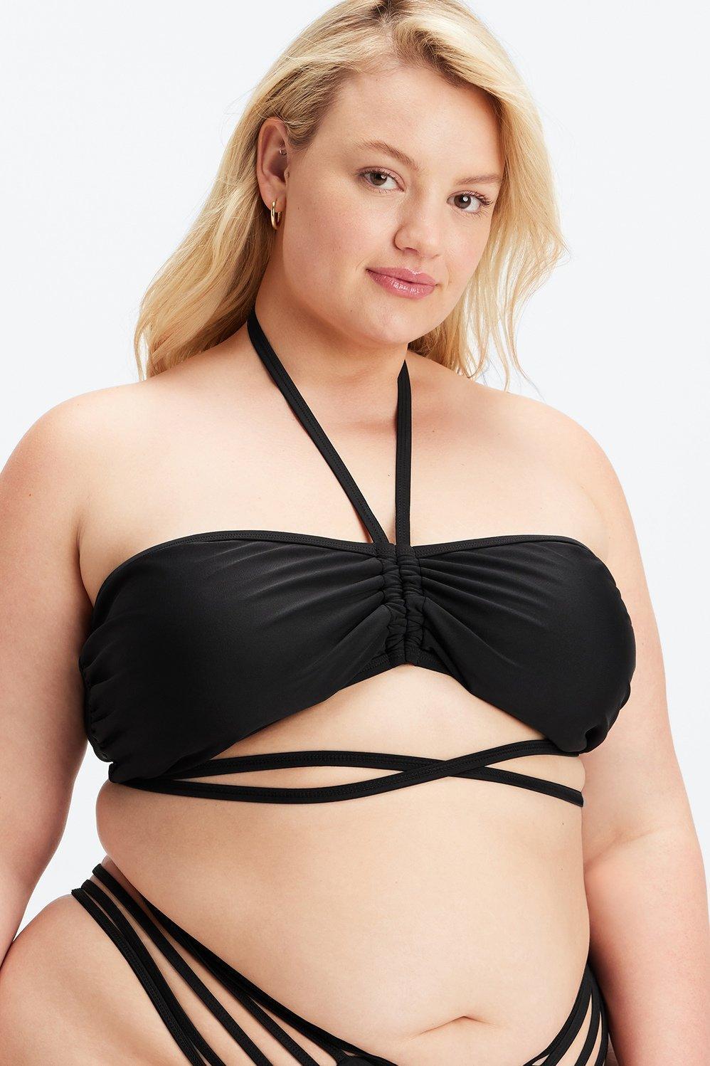 Fabletics Wrap-Around Bandeau Bikini Top Womens black Size XL Product Image