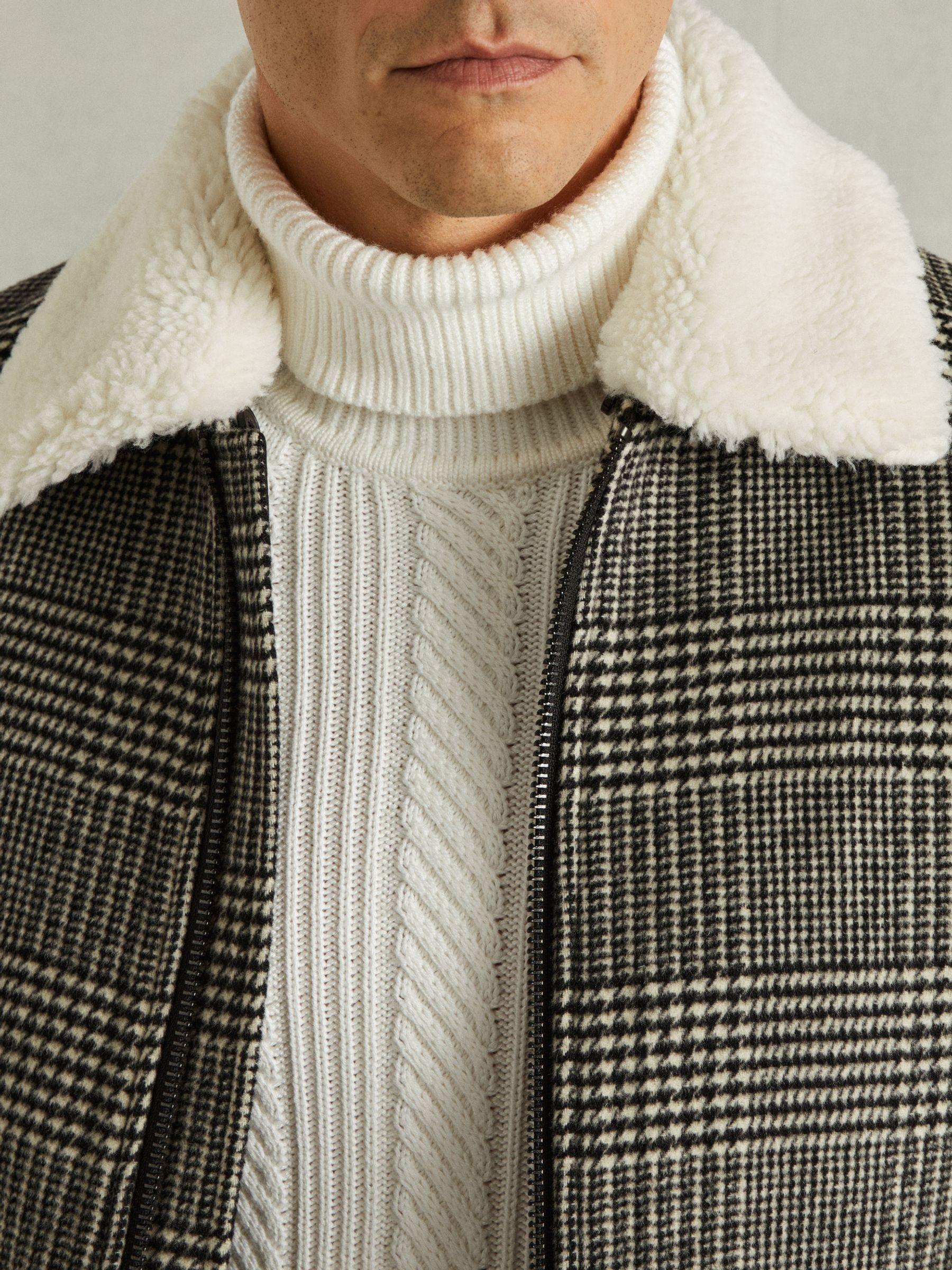 Wool-Blend Twill Zipped Jacket in Black/White Product Image