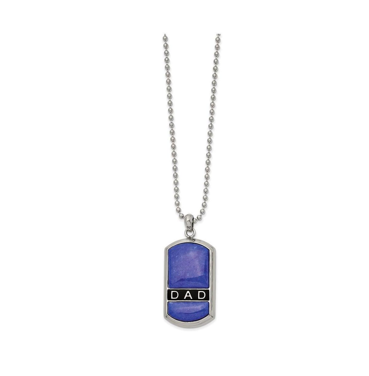 Mens Enameled Stainless Steel Lapis Lazuli DAD Dog Tag Necklace Product Image