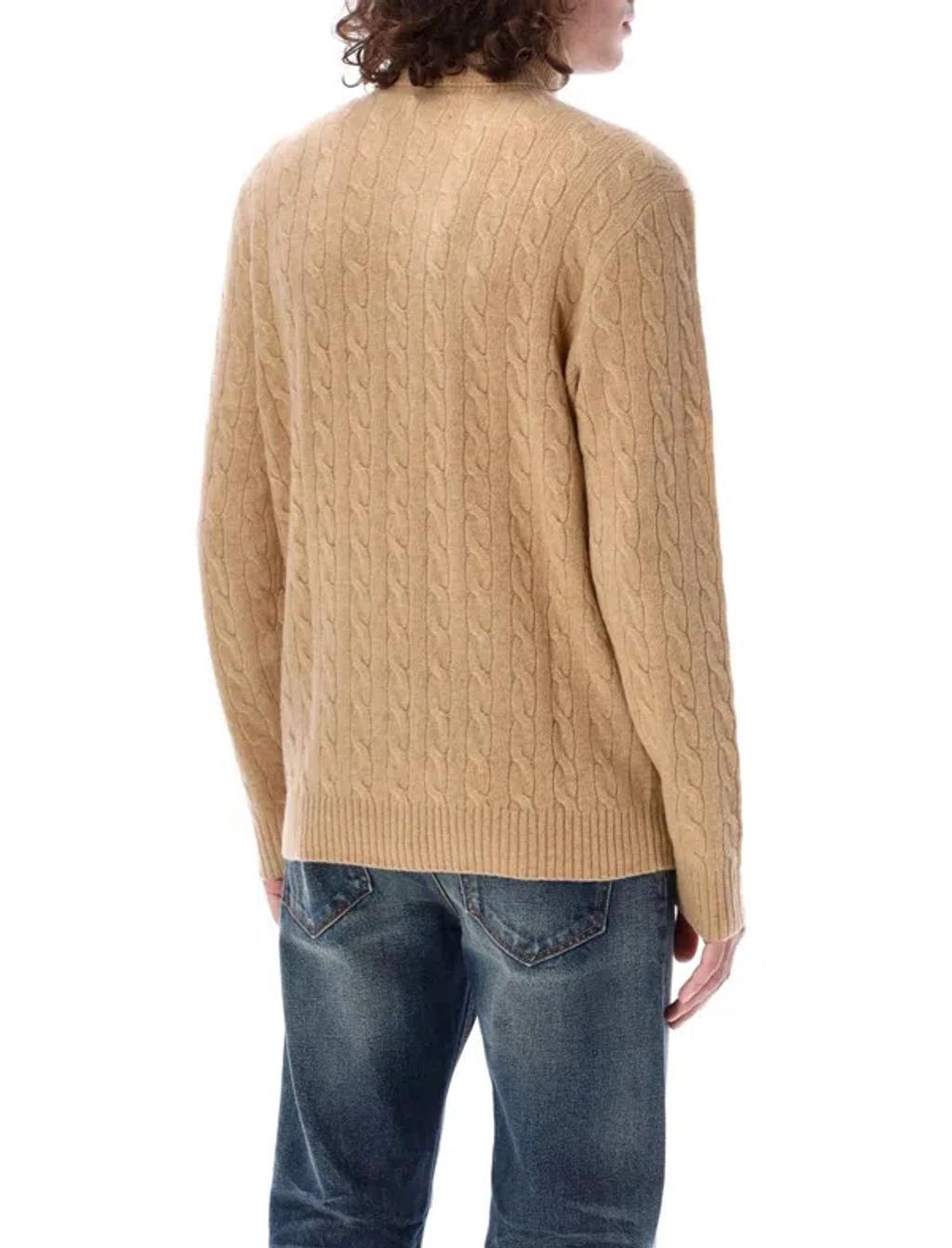 POLO RALPH LAUREN Cotton Cable-knit Sweater In Brown Product Image