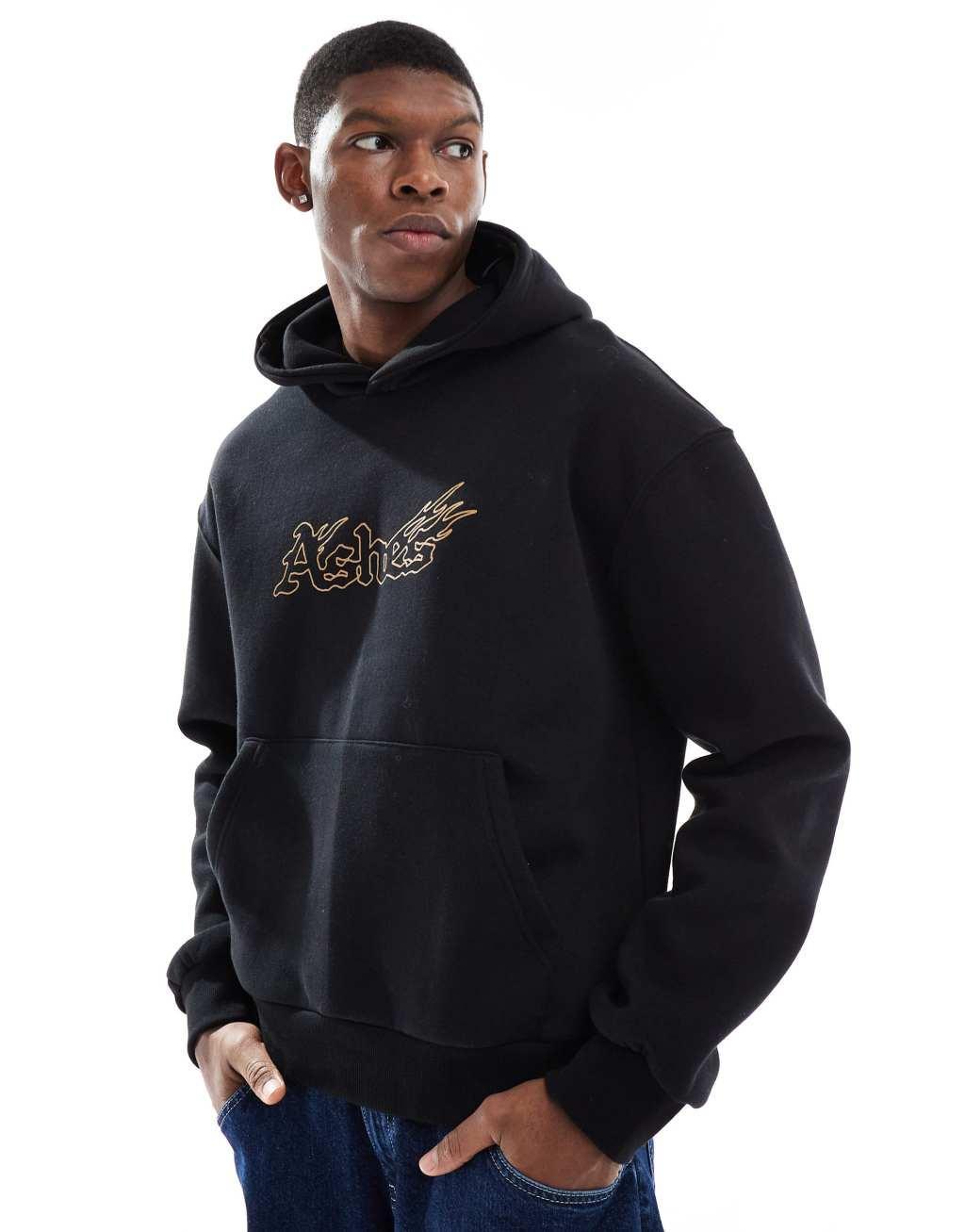 Bershka Phoenix back graphic hoodie in black  Product Image