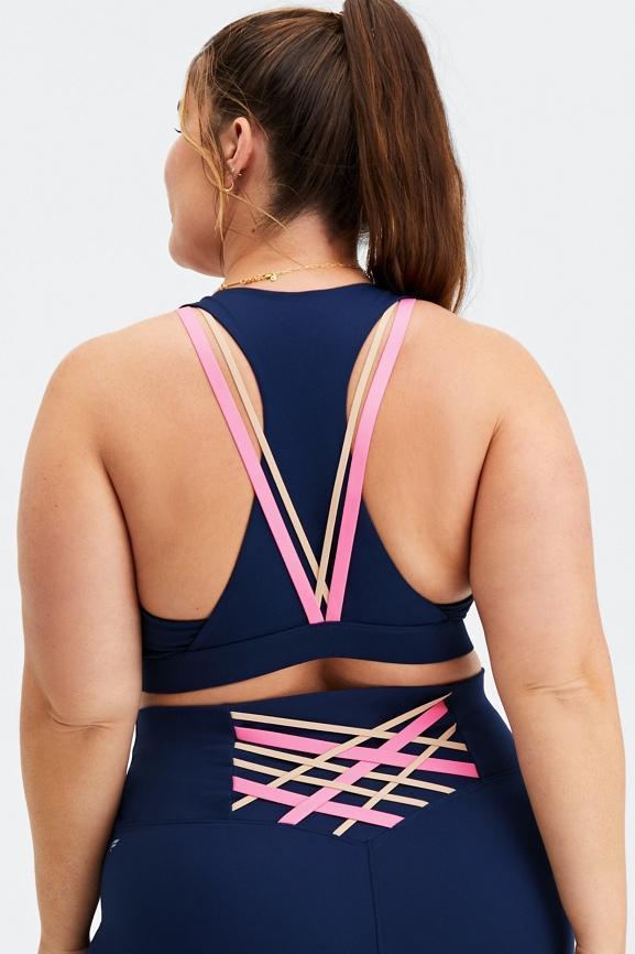 Fabletics Kessler Medium Impact Sports Bra Womens Deep Navy/Multi plus Size 2X Product Image