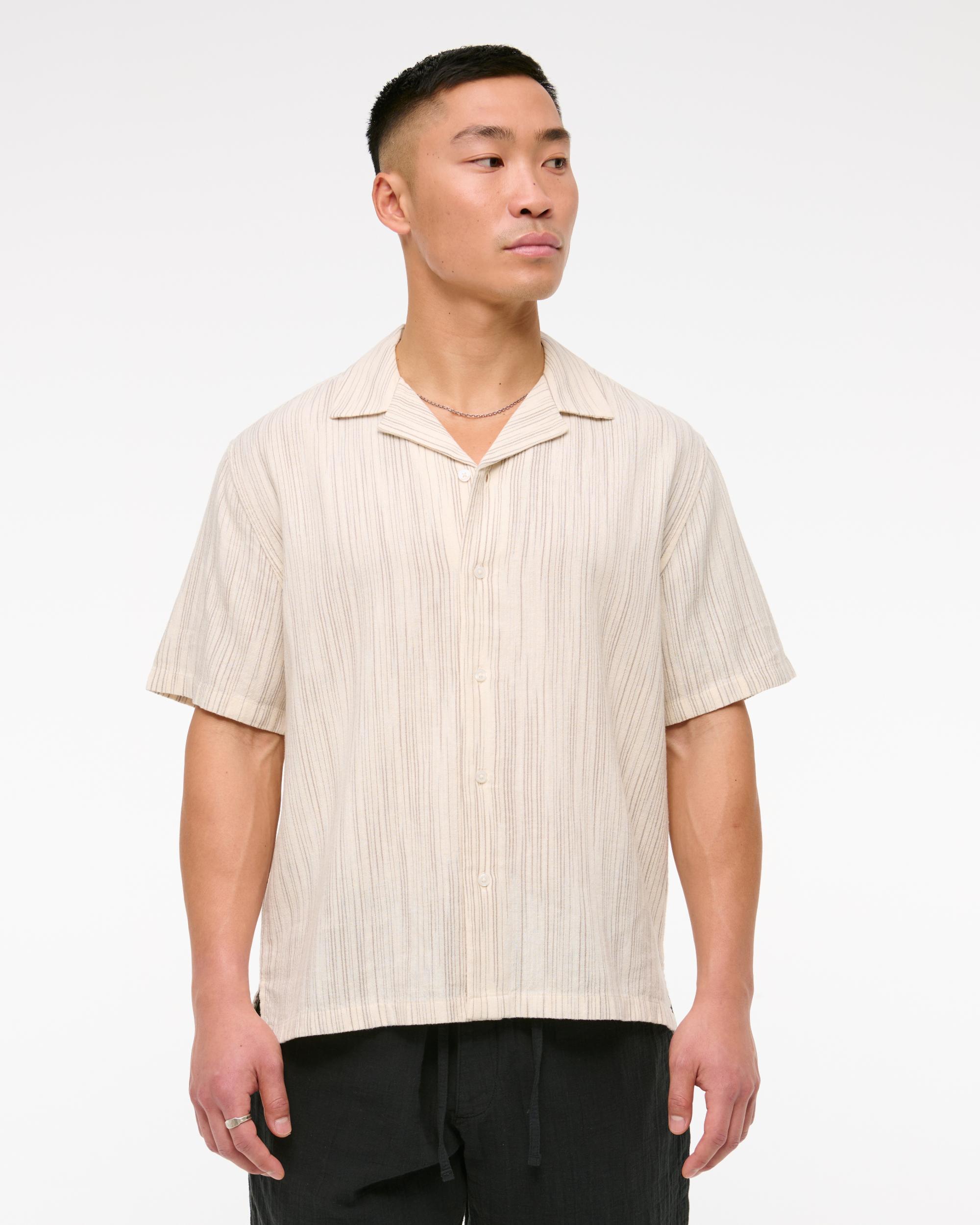 Camp Collar Summer Linen-Blend Shirt Product Image