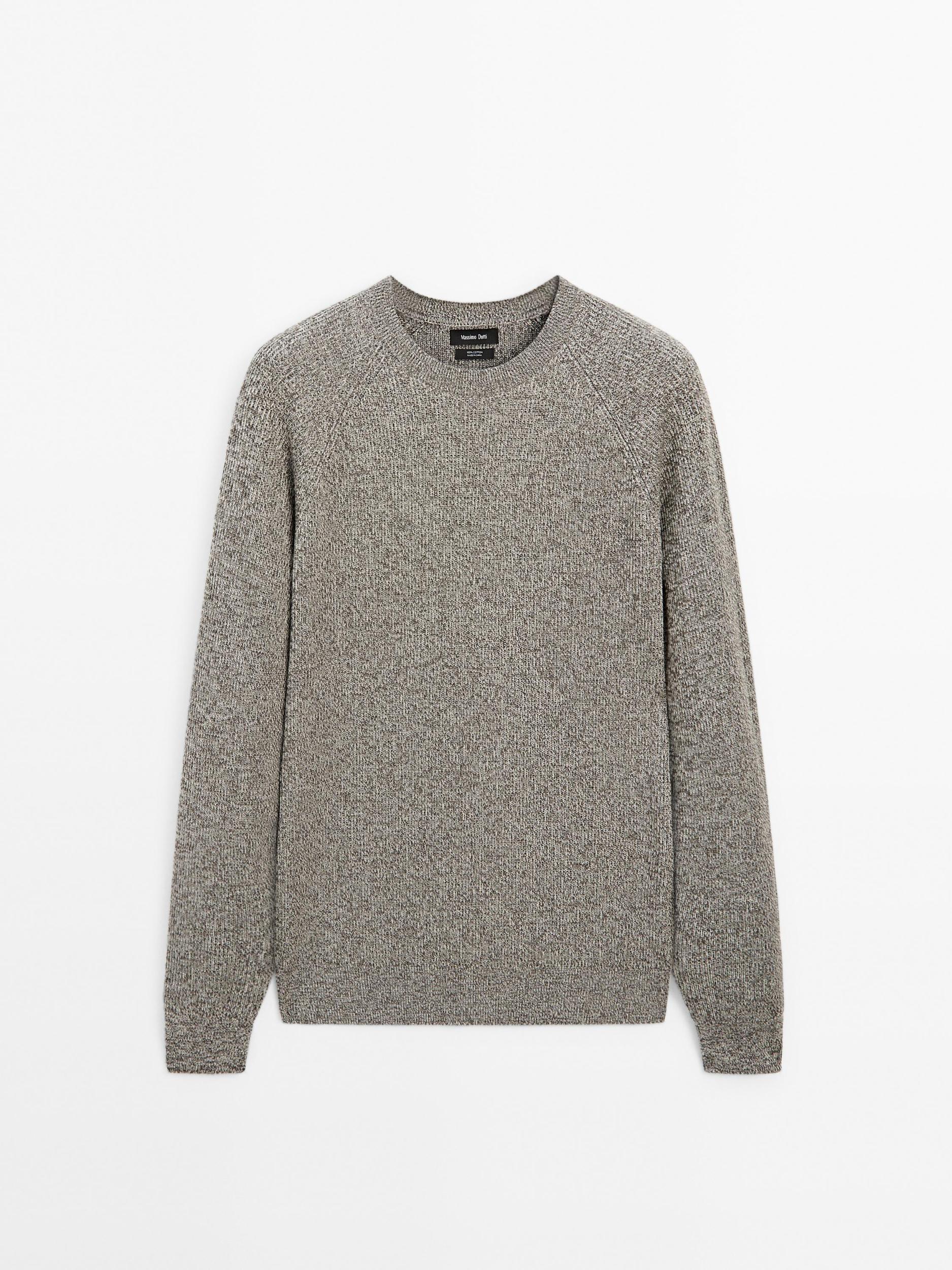 Crew neck mouliné knit sweater Product Image