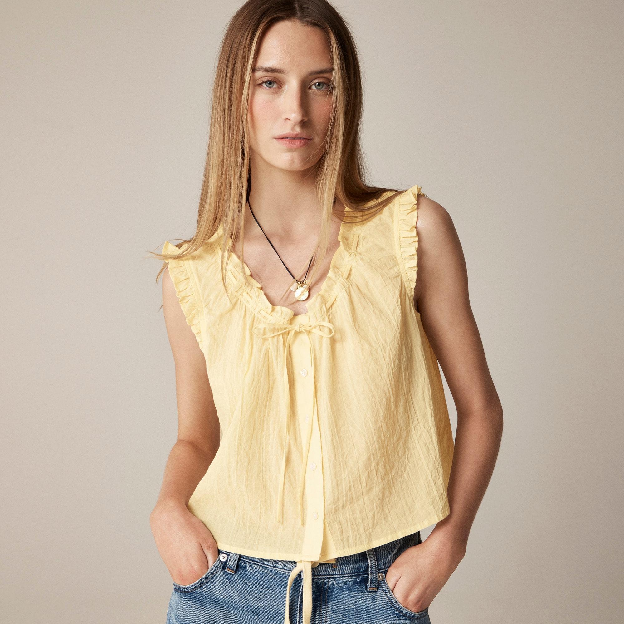 Ruffle-trim button-up top Product Image
