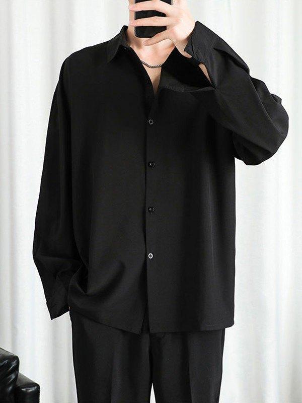 Men's Draped Long Sleeve Button Down Shirt Product Image