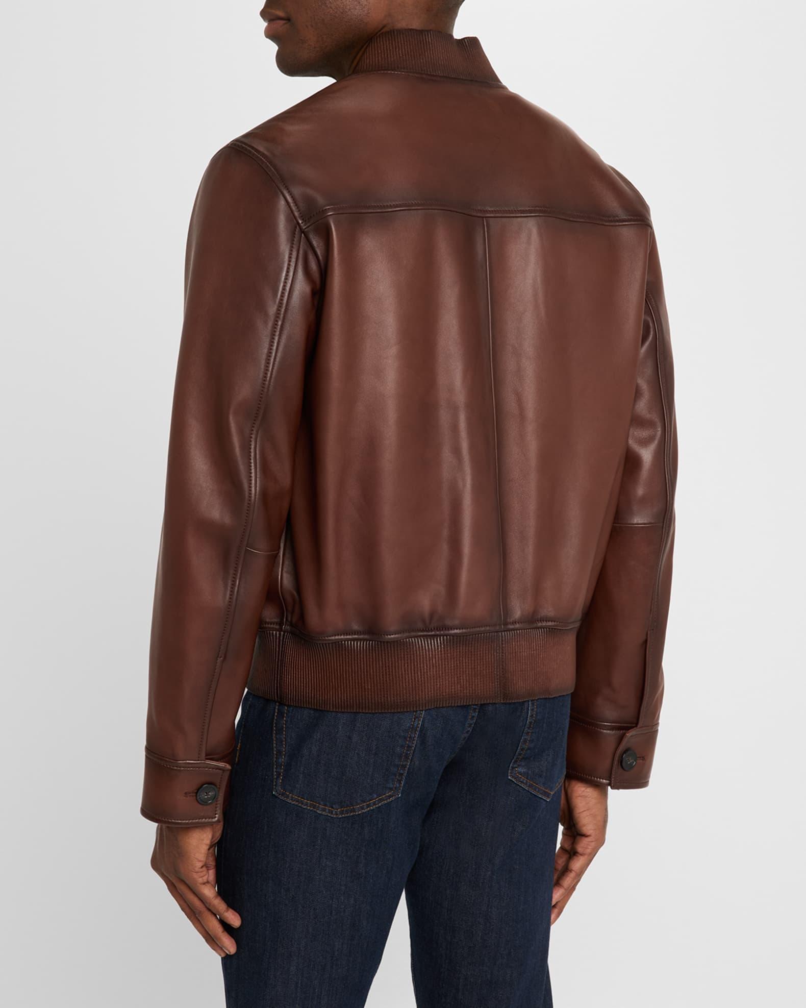 Men's Napa Leather Bomber Jacket Product Image