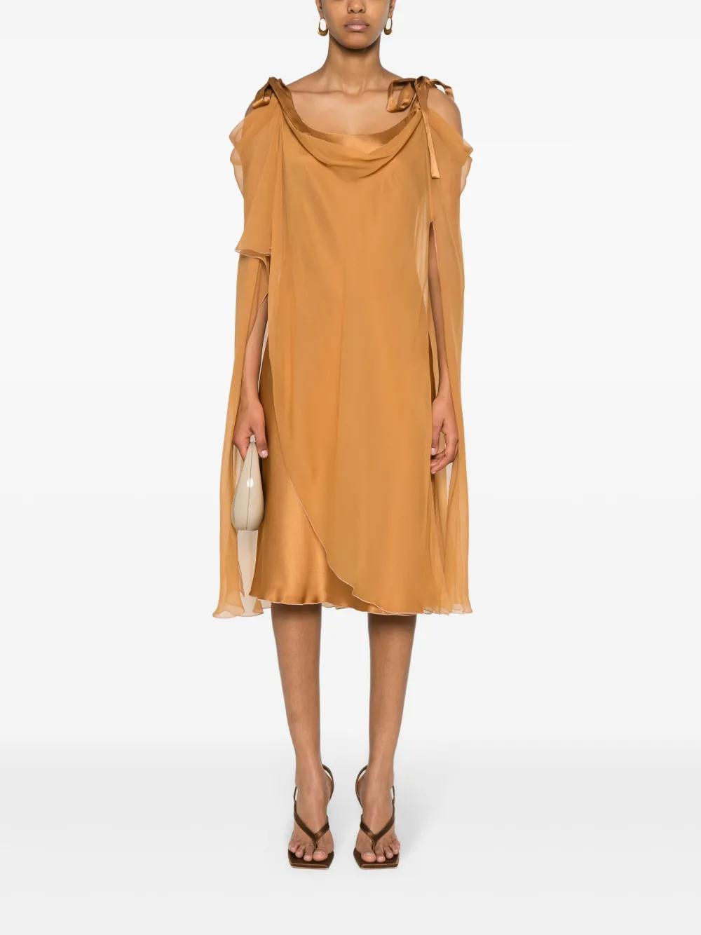 ALBERTA FERRETTI Layered Silk Dress In Orange Product Image