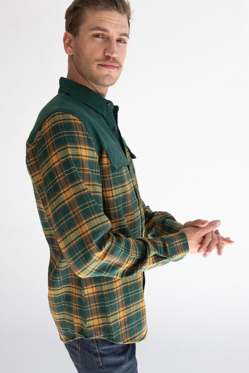 Forest Green Plaid Flannel Shirt Product Image