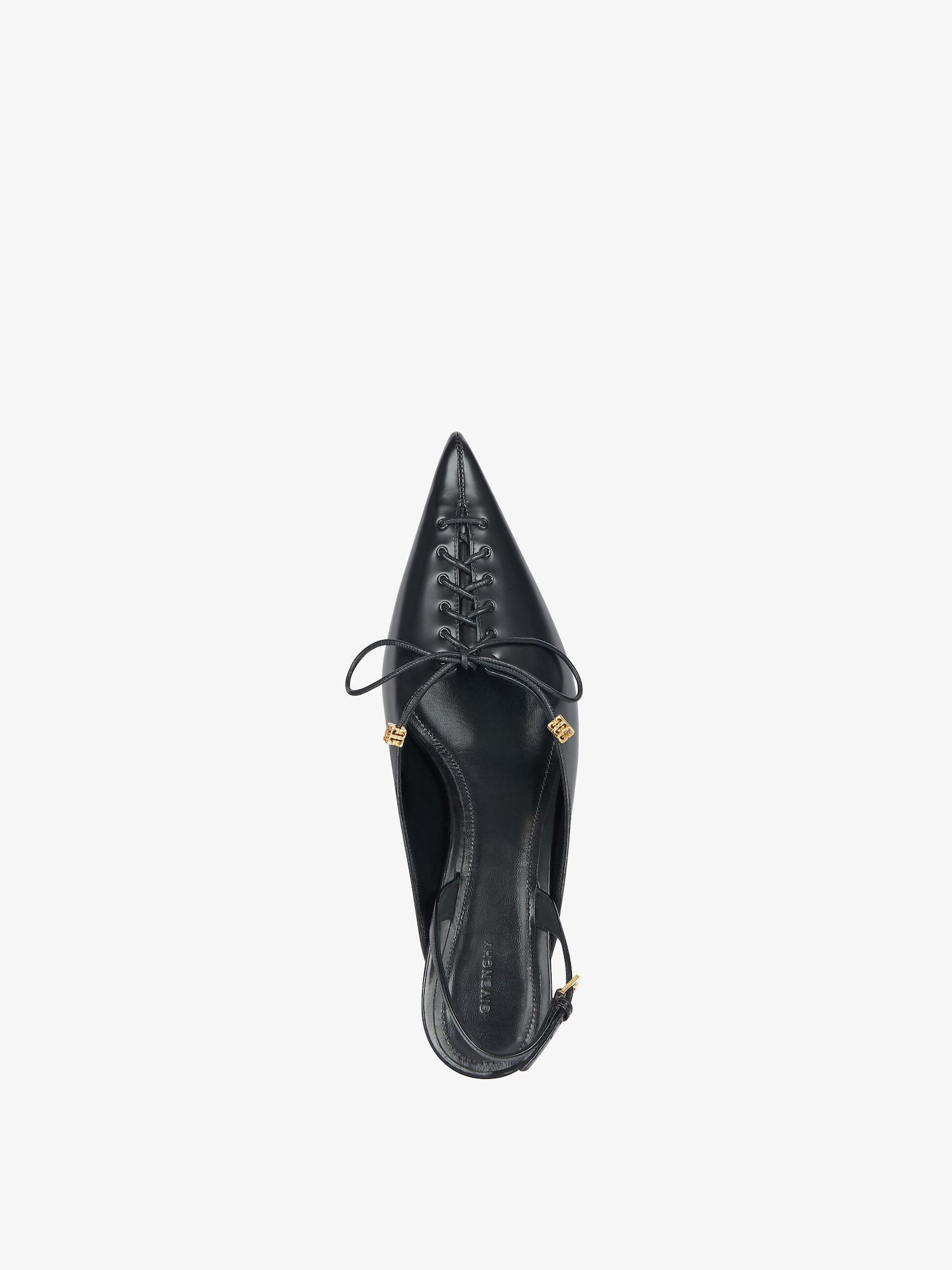 Lace-up slingbacks in leather Product Image