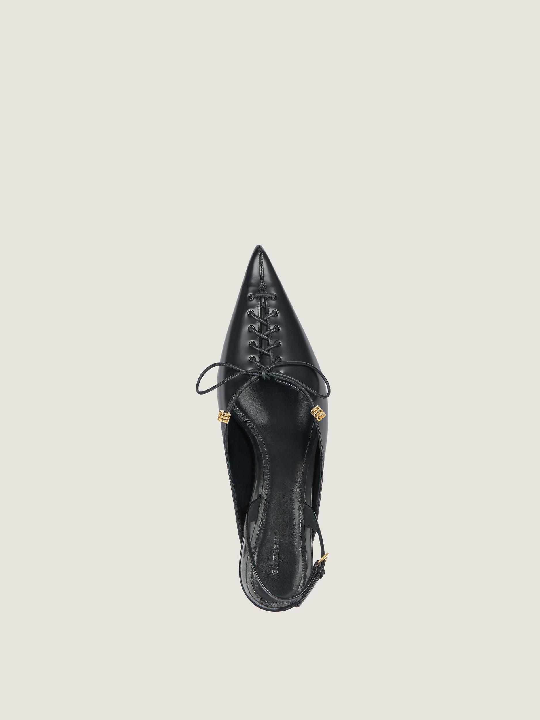 Lace-up slingbacks in leather Product Image