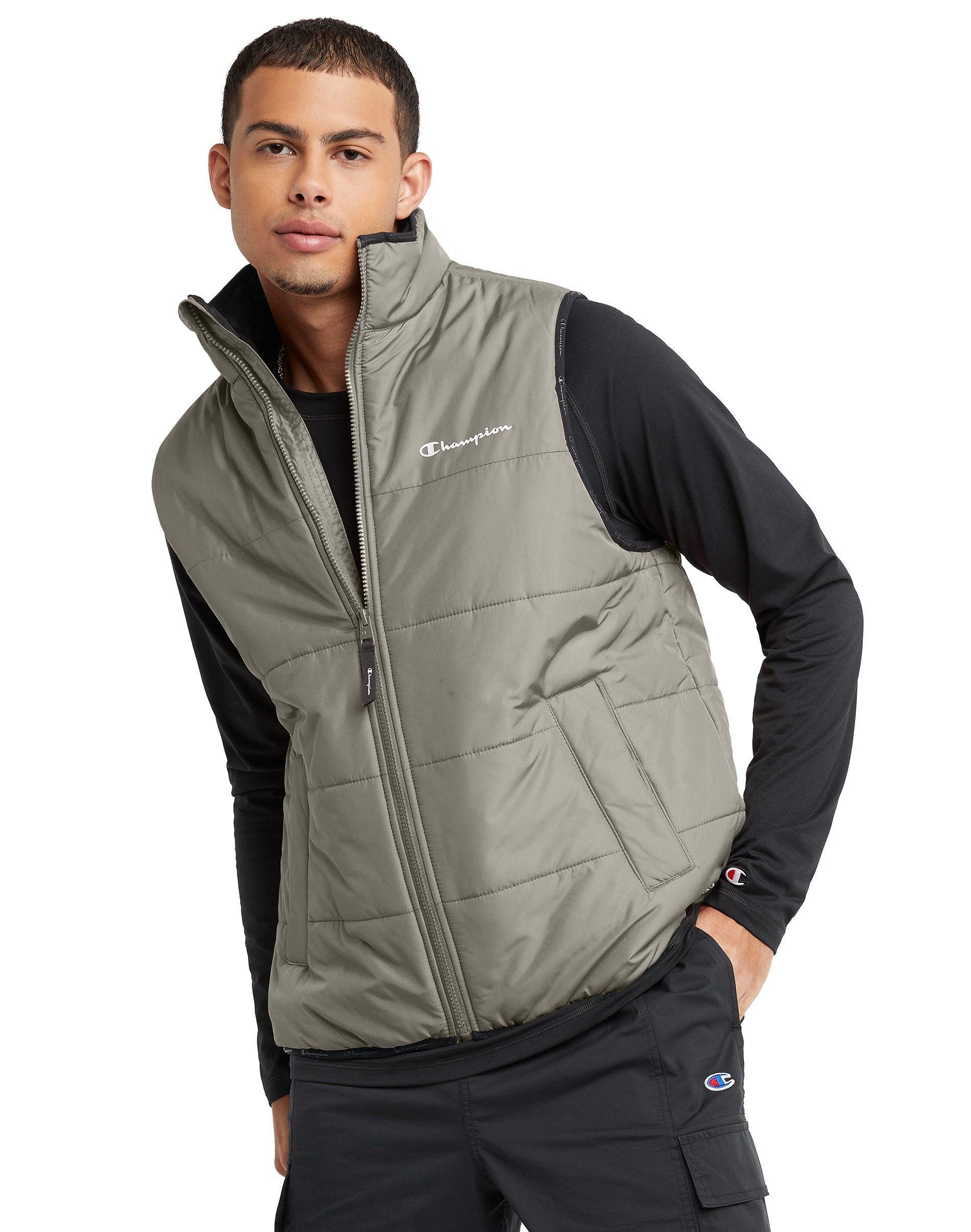 Mens Champion Puffer Vest, Script Logo Black S Product Image