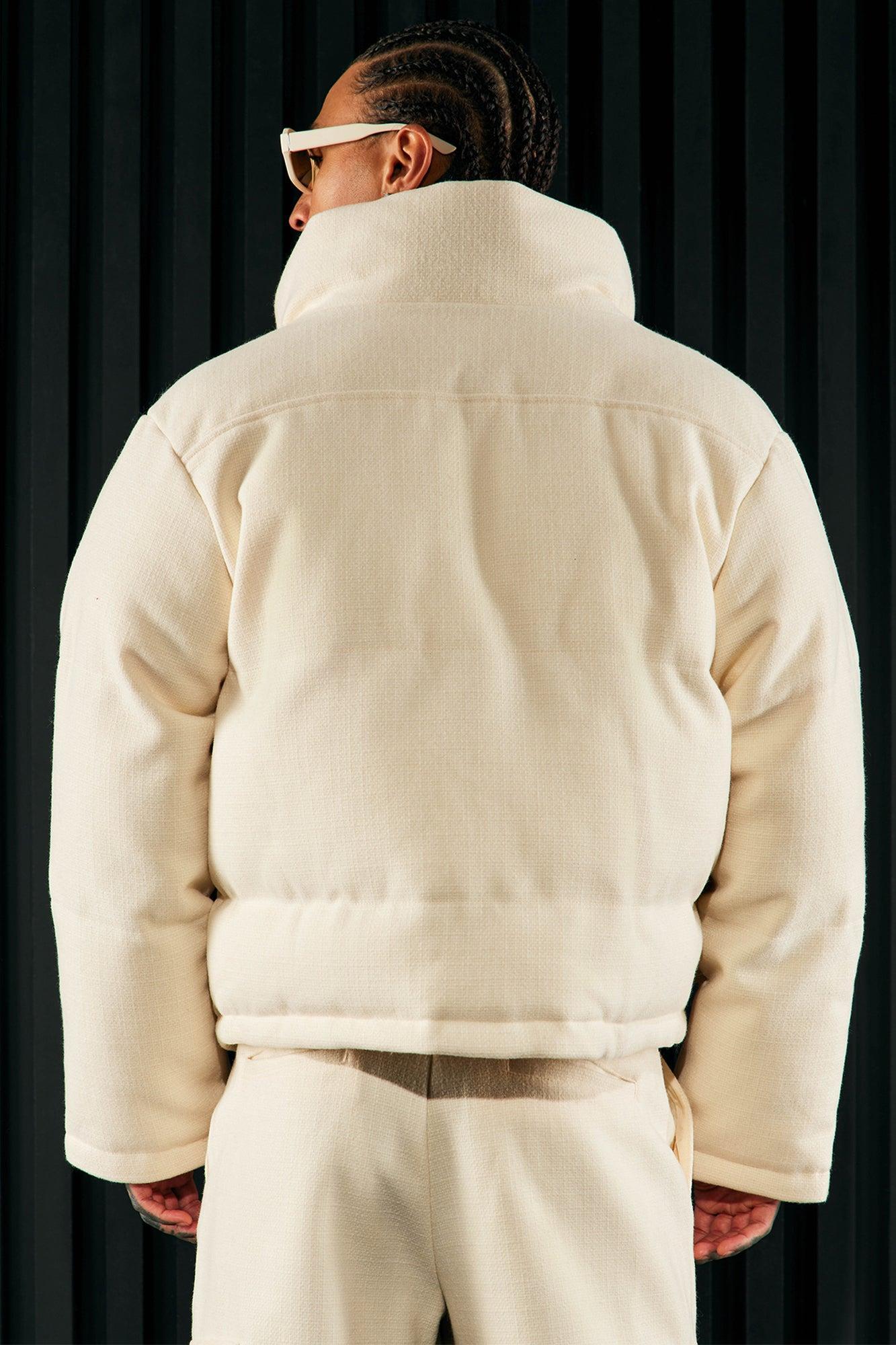 Wilder Textured Weave Cropped Puffer - Cream Product Image