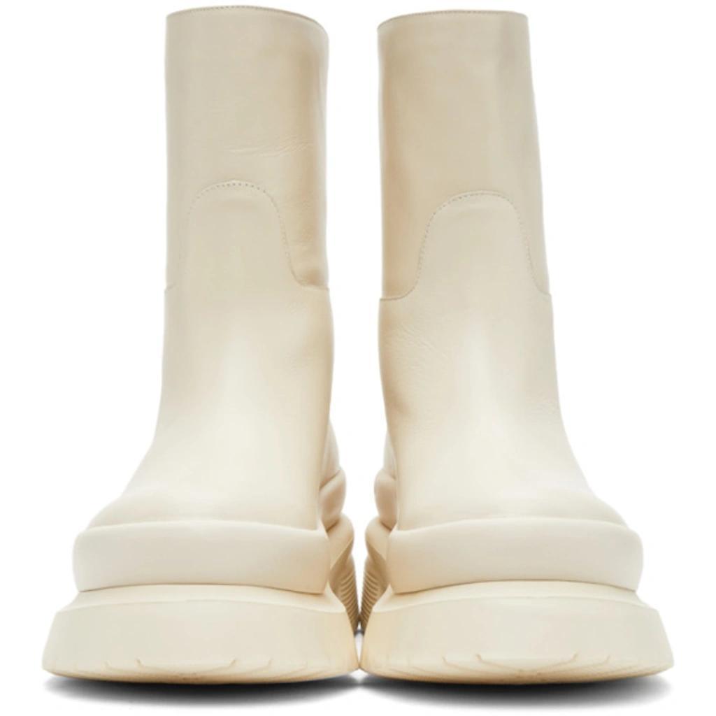 50mm Roman Stud Leather Combat Boots In Ivory Product Image