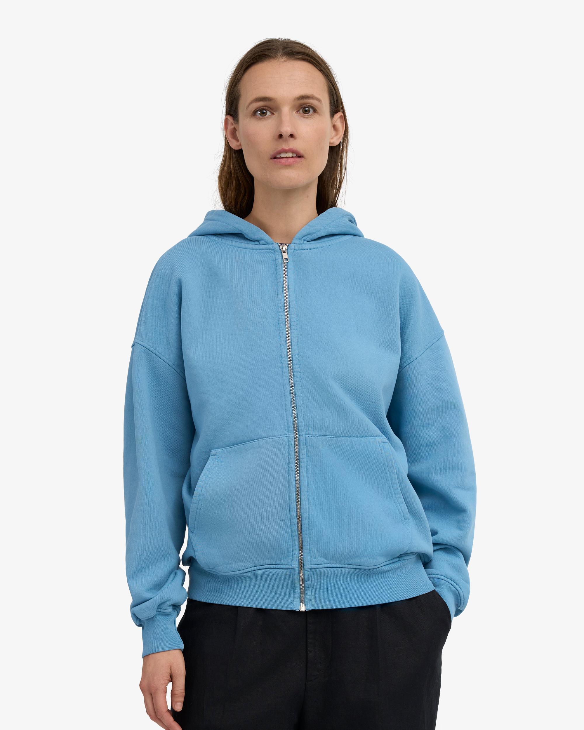 Organic Oversized Zip Hood - Pacific Blue Product Image