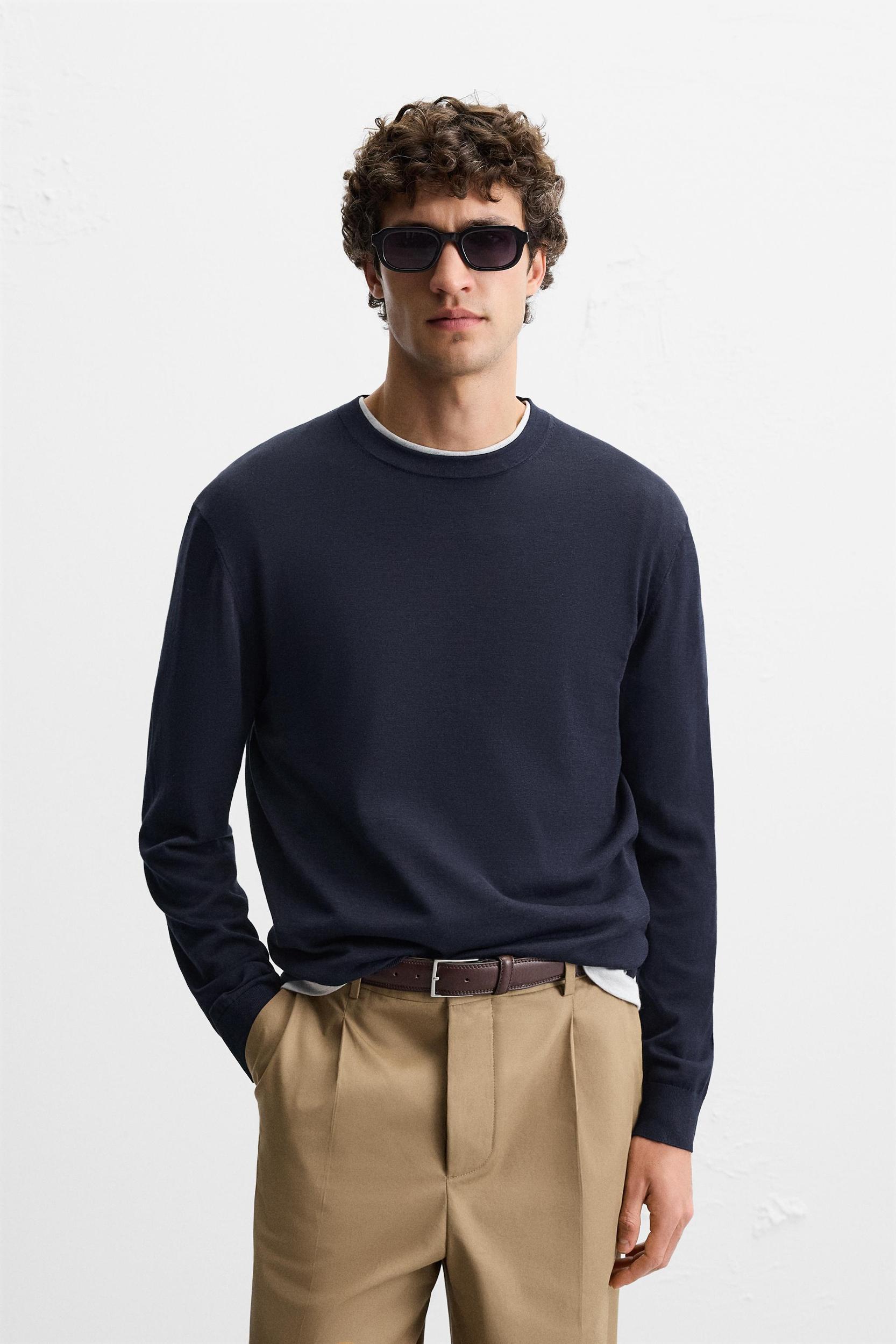 COTTON AND SILK BLEND SWEATER Product Image