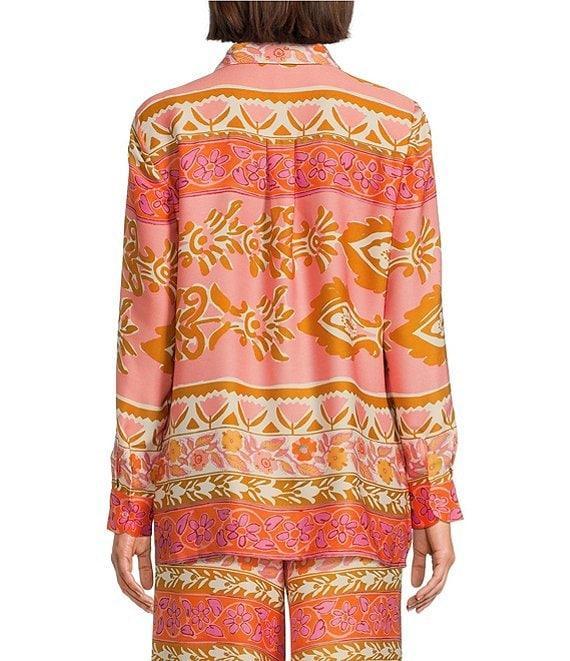 Alex Marie Piper Twill Floral Print Point Collar Long Sleeve Button Front Coordinating Top Product Image