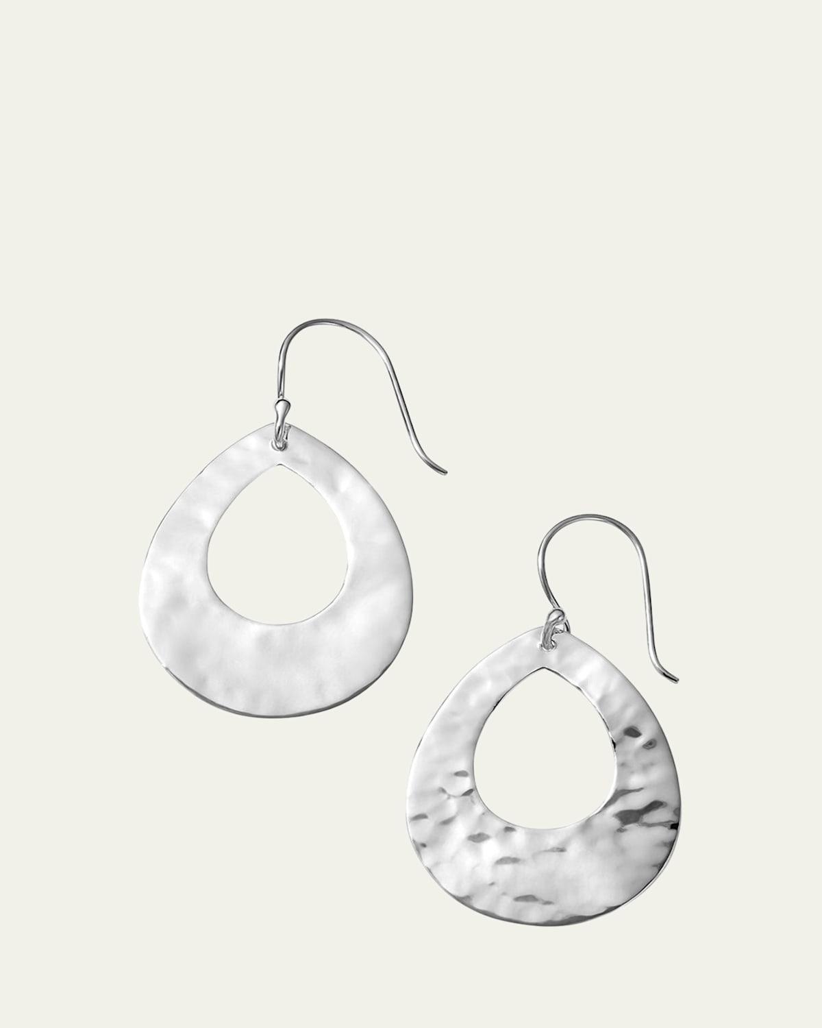 Womens Classico Sterling Silver Crinkled Small Open Teardrop Earrings Product Image