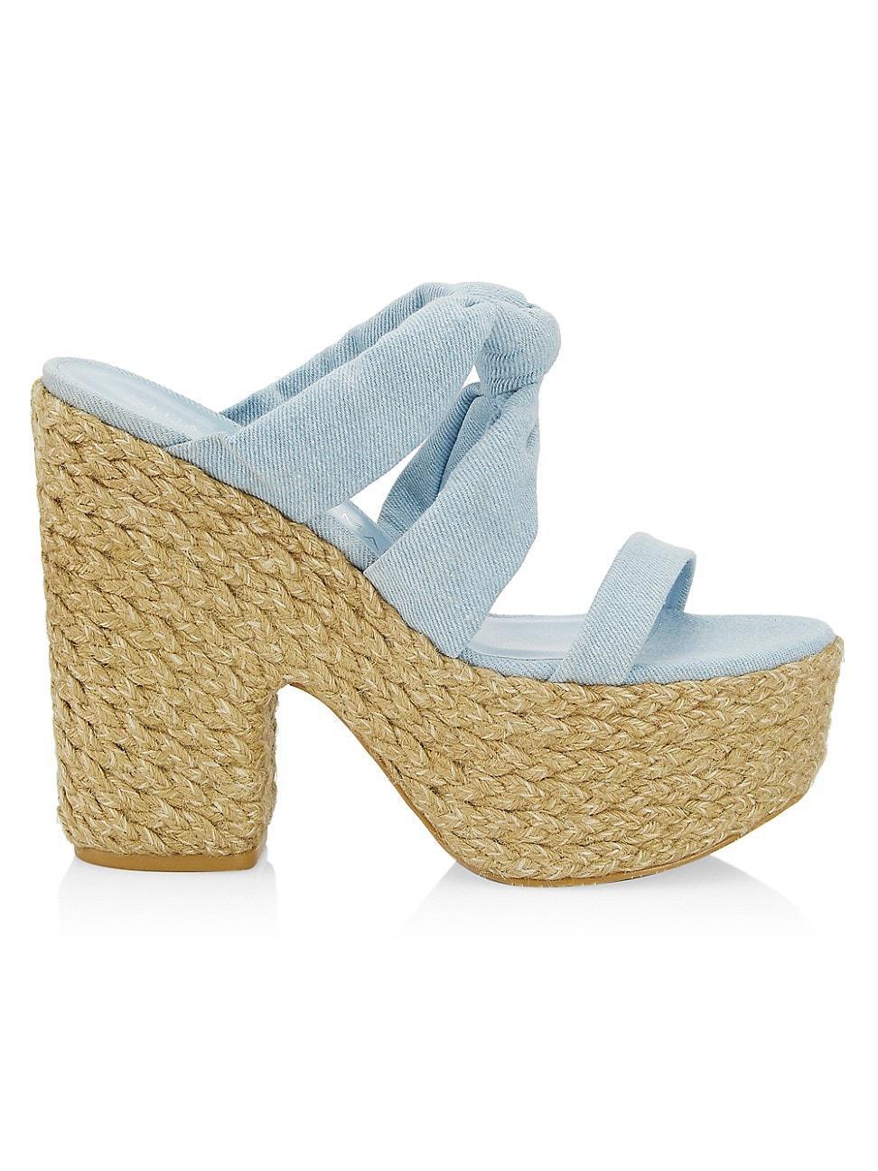 Womens Vintage Denim Knotted Espadrille Sandals Product Image