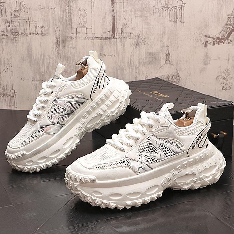 Lettering Mesh Platform Chunky Sneakers Product Image
