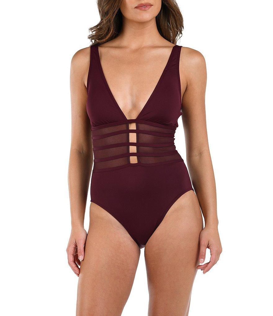 La Blanca Island Goddess Strappy Mesh One Piece Swimsuit Product Image