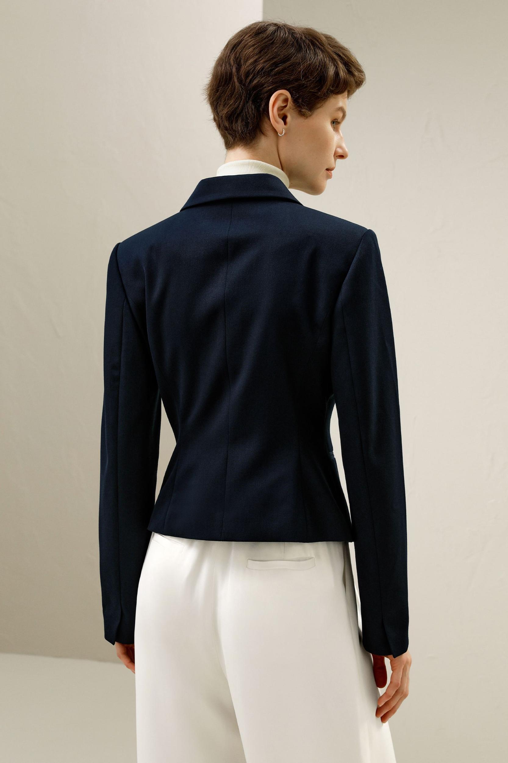 LILYSILK Woolen Blazer for Women Navy Blue Wool Wardrobe Must-Have Double-Breasted Blazer 12 Product Image