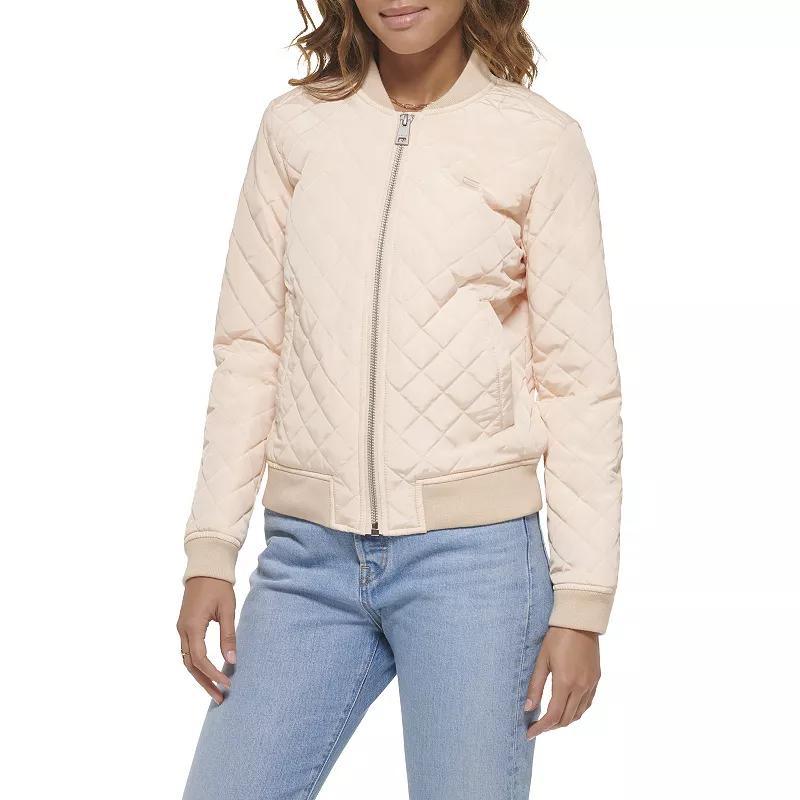 Womens Levis Diamond Quilted Bomber Jacket Pink Blossom Product Image