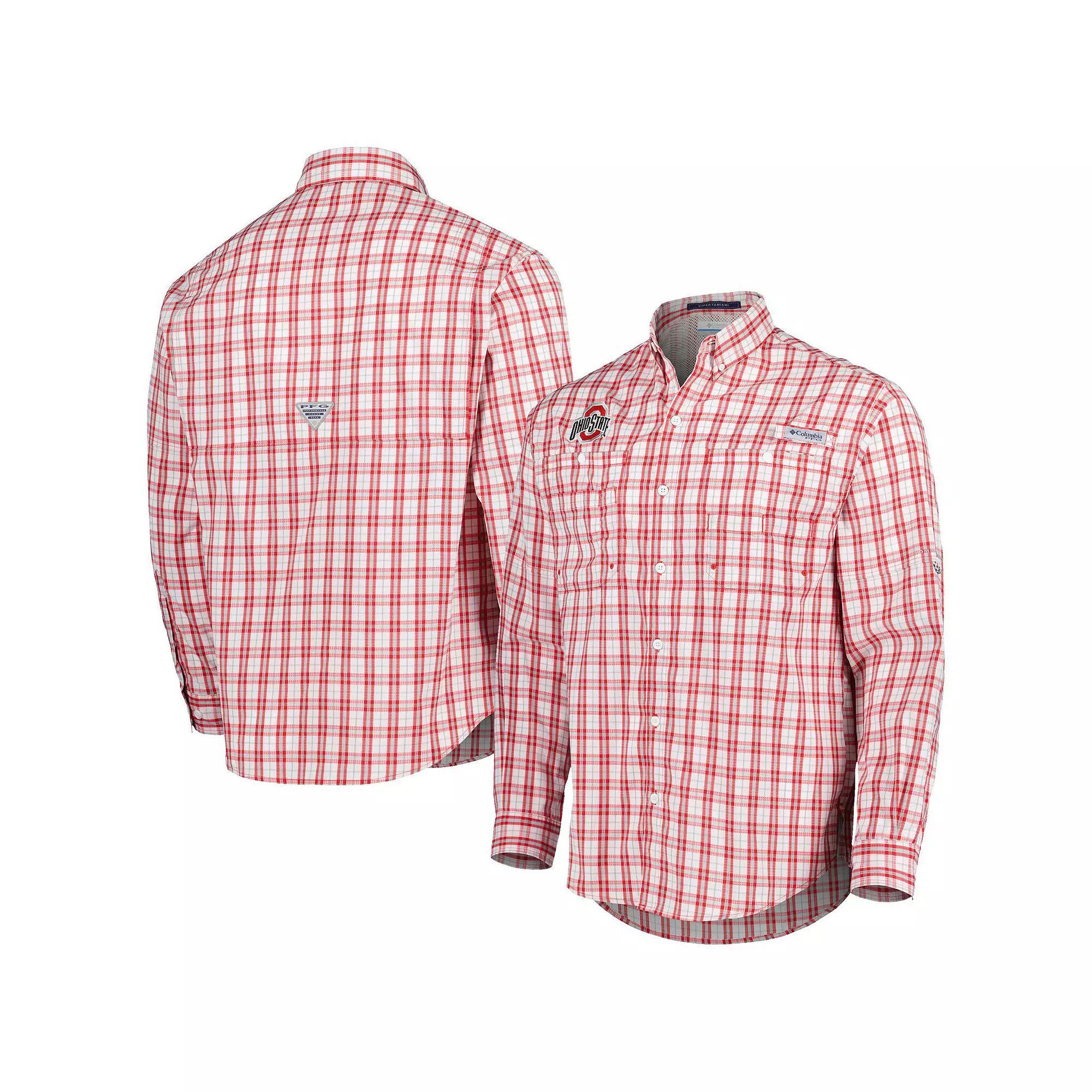 Men's Columbia Scarlet Ohio State Buckeyes Super Tamiami Omni-Wick Long Sleeve Button-Down Shirt, Size: Medium, Red Product Image