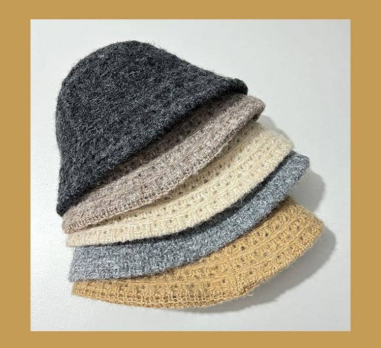 Plain Knit Bucket Hat Product Image