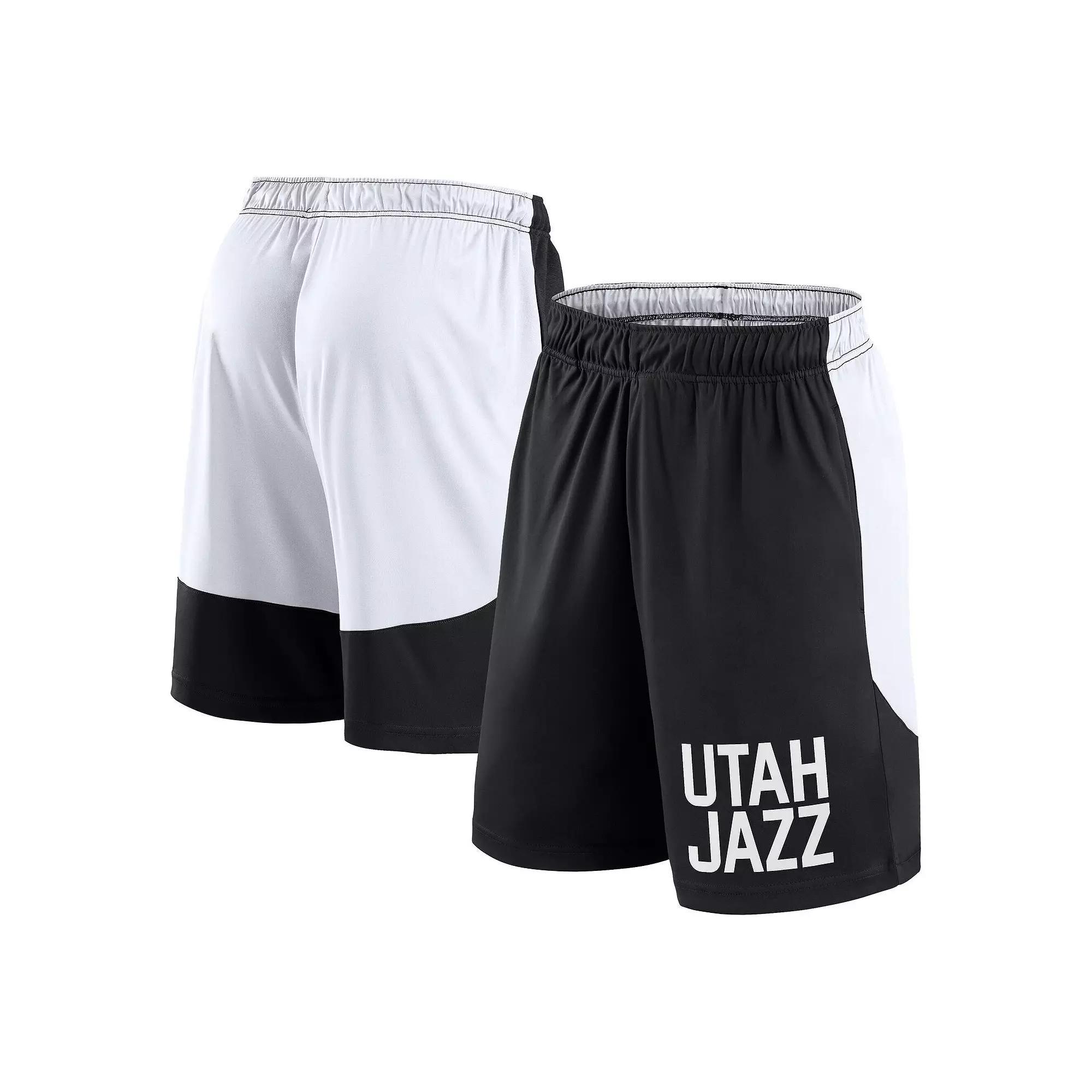 Men's Black/White Utah Jazz Launch Performance Shorts, Size: Large, Jaz Black Product Image