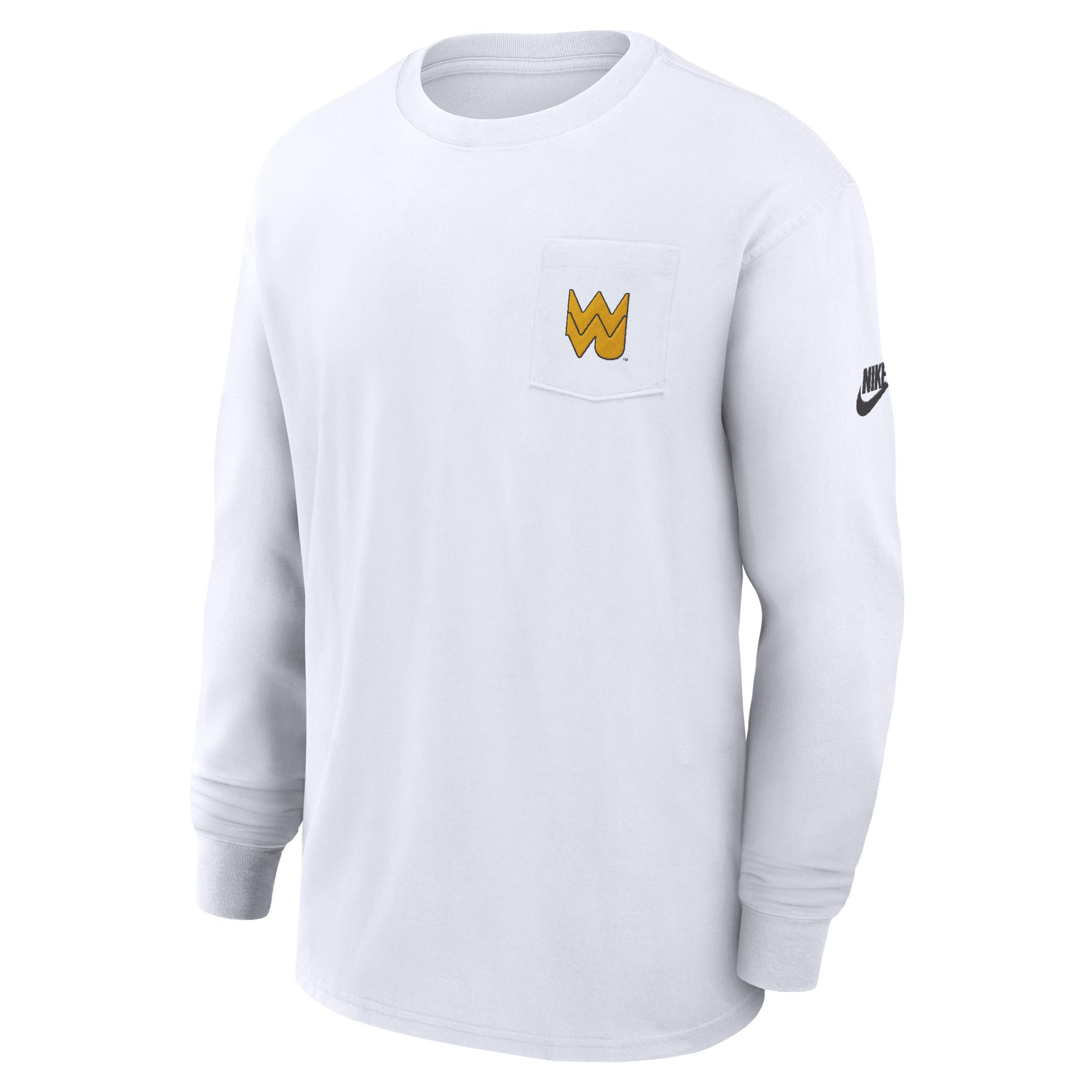 West Virginia Mountaineers Legacy Max90 Pocket Nike Mens College Long-Sleeve T-Shirt | 01ND10AWVV-DHV Product Image